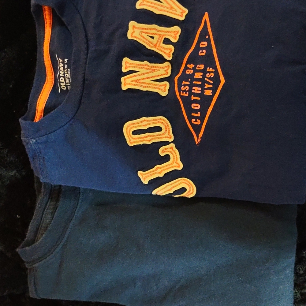 2 Old Navy boys size L 10-12 navy color long sleeve shirts